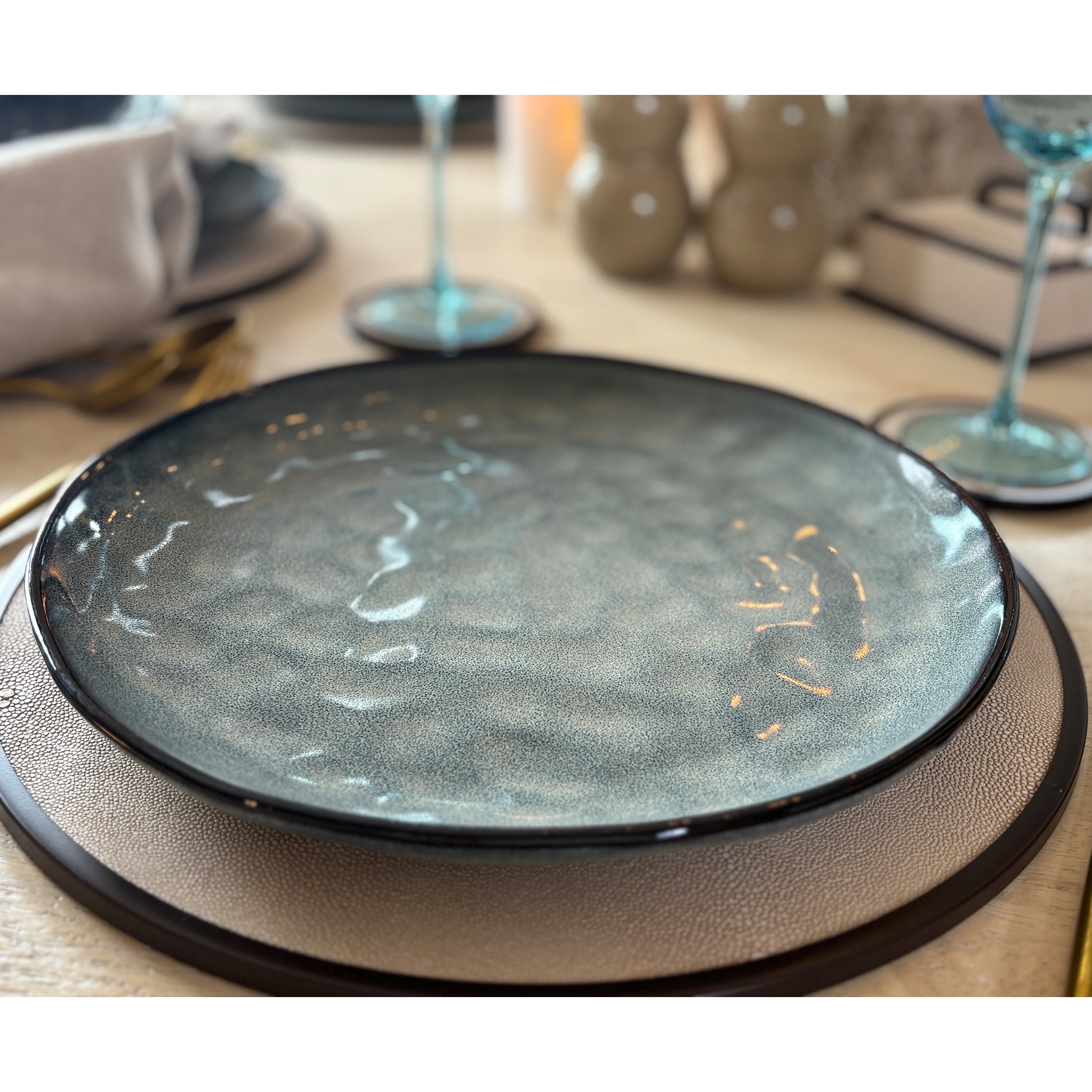 Stoneware Blue Dinner Plates - Set of 4
